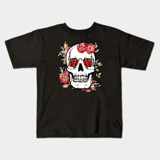 skull with roses Kids T-Shirt